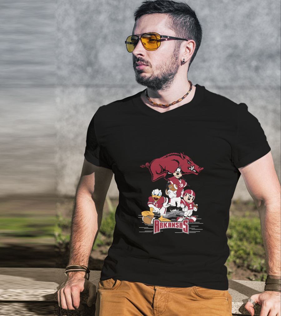 Arkansas Razorbacks Football Disney Characters T-Shirt