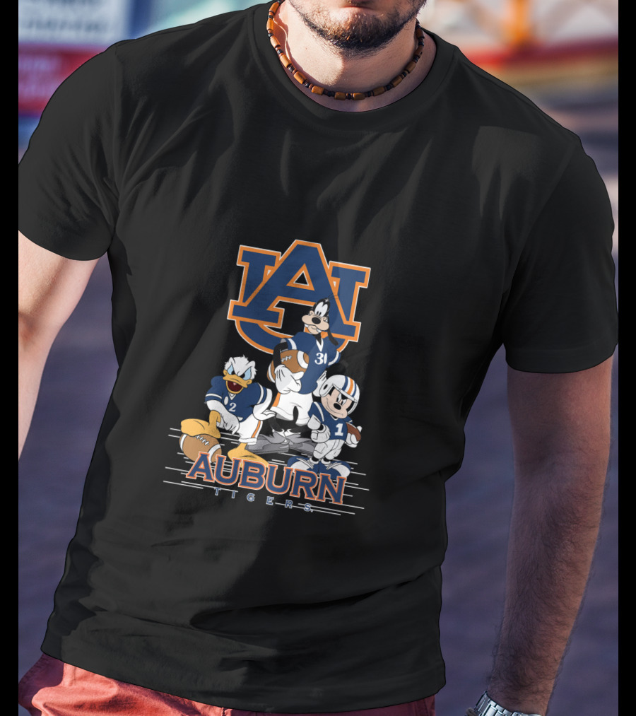 Auburn Tigers Disney Characters Football Team T-Shirt