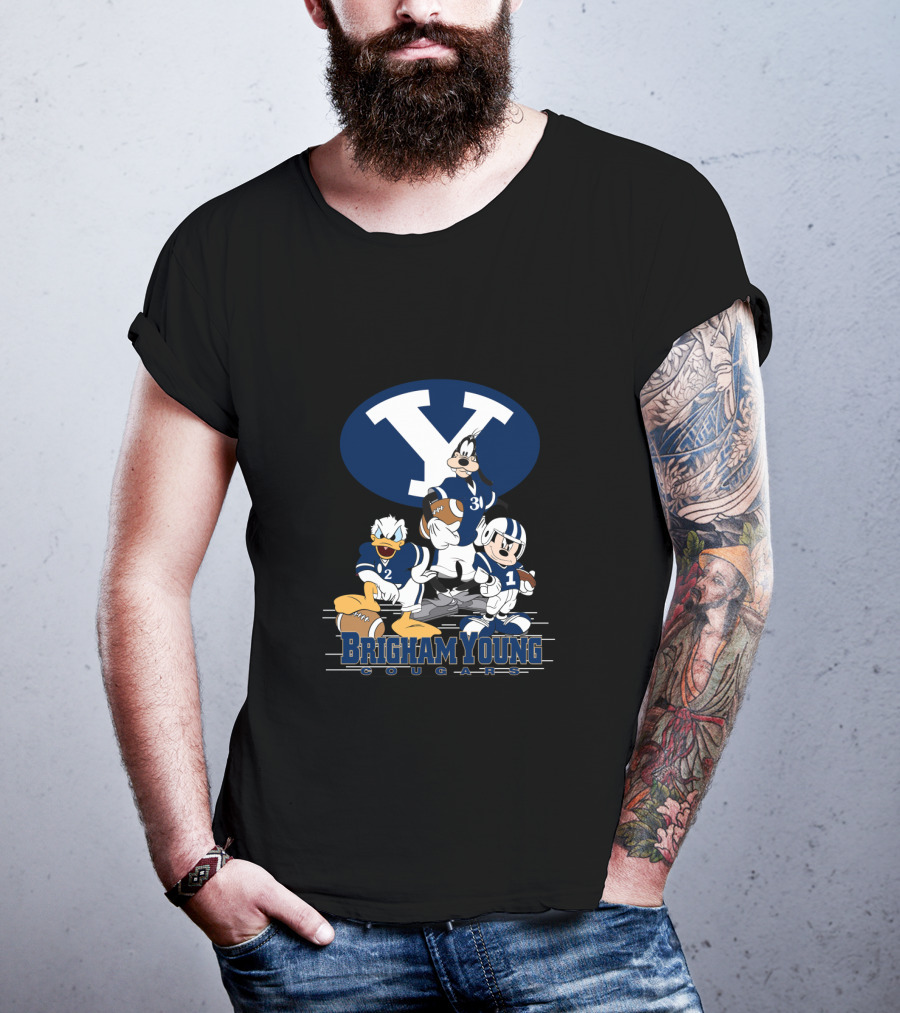 Brigham Young Cougars Mickey Donald Goofy Football Team T-Shirt