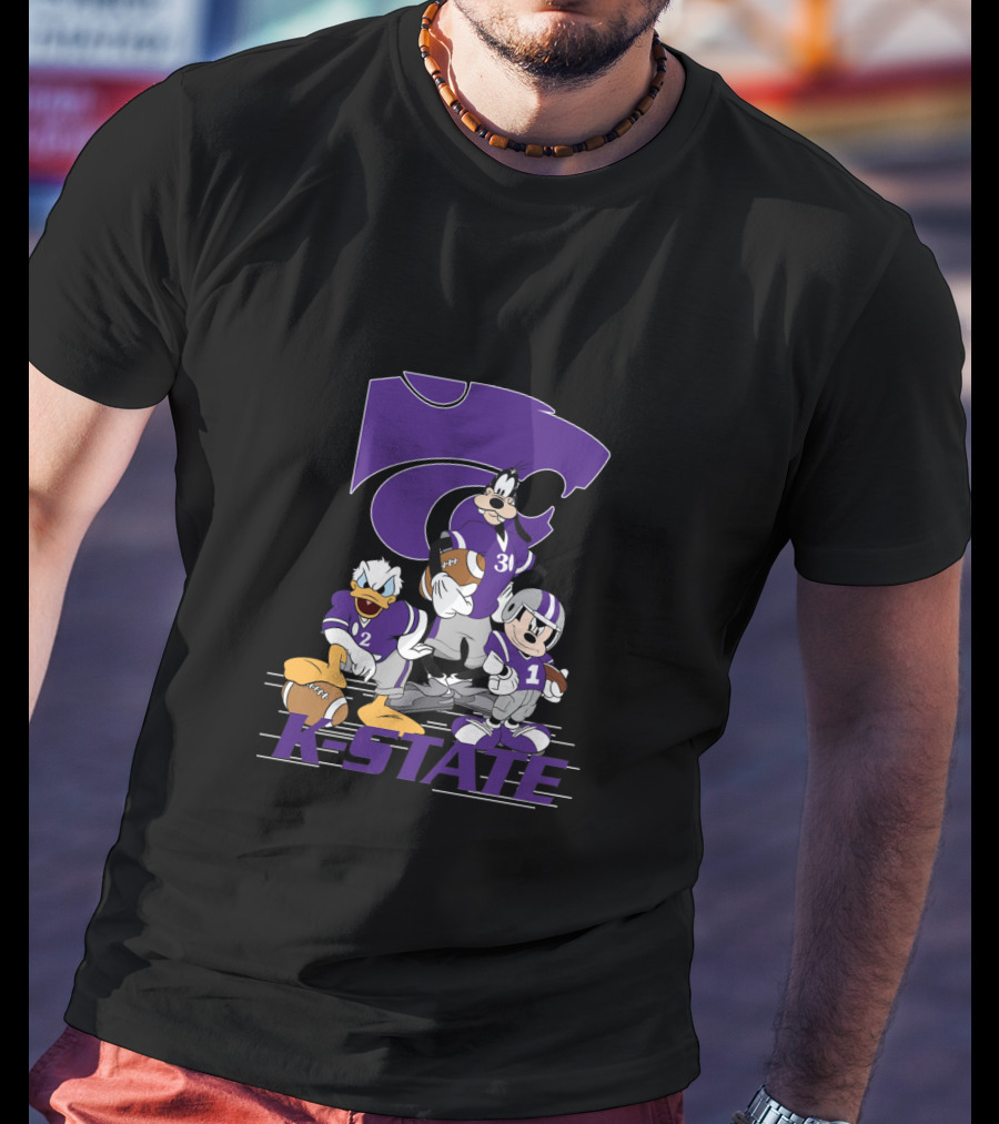 K-State Wildcats Football Characters With Ksu Powercat Logo Chtnca10009 T-Shirt