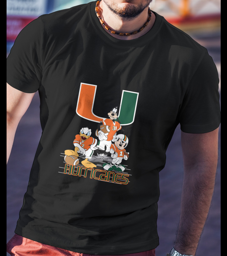University Of Miami Hurricanes Characters Football Team T-Shirt