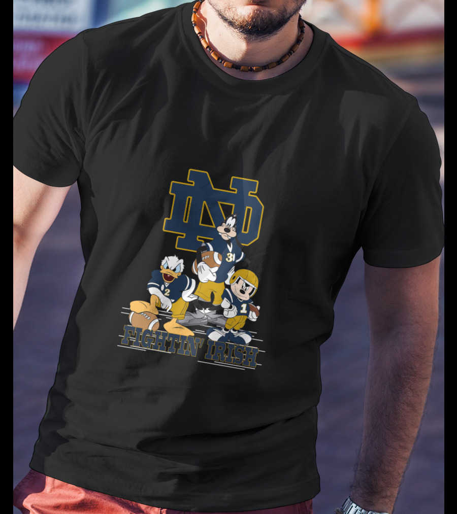 Nd Fighting Irish Mickey Donald Goofy Football Team T-Shirt