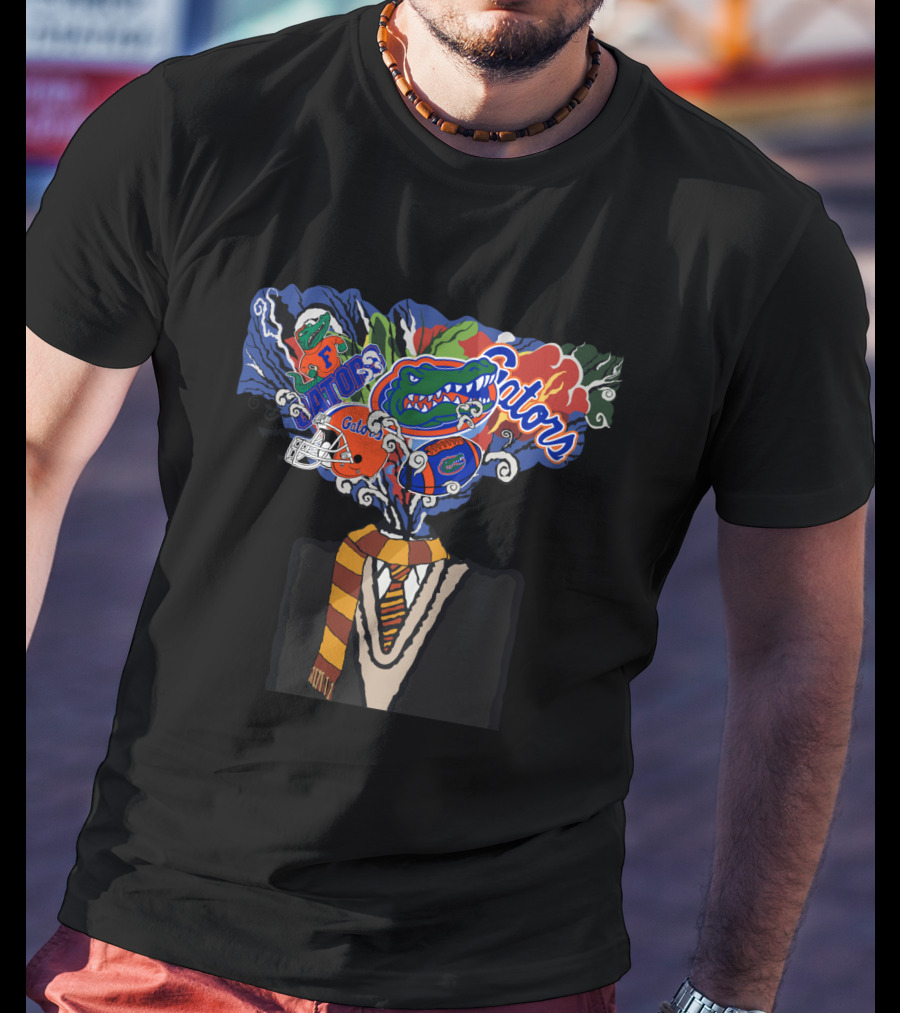 Gators Uf Football Mind-Blowing Art With Florida Team Logos And Scarf T-Shirt