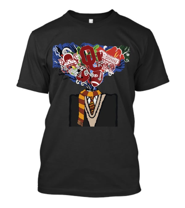 Oklahoma Sooners Football Head Filled With Iconic Symbols And Colors T-Shirt