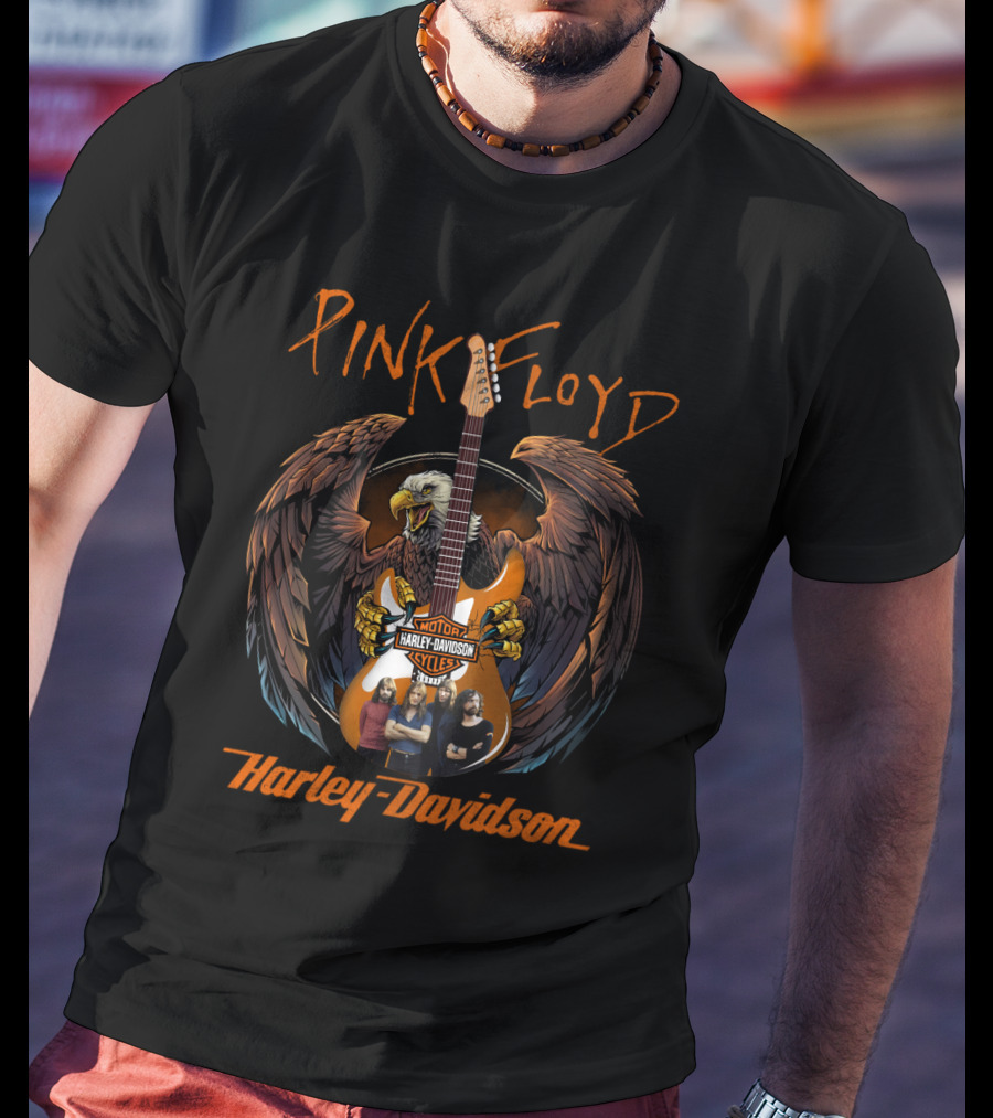 Pink Floyd Harley Davidson Eagle Guitar T-Shirt