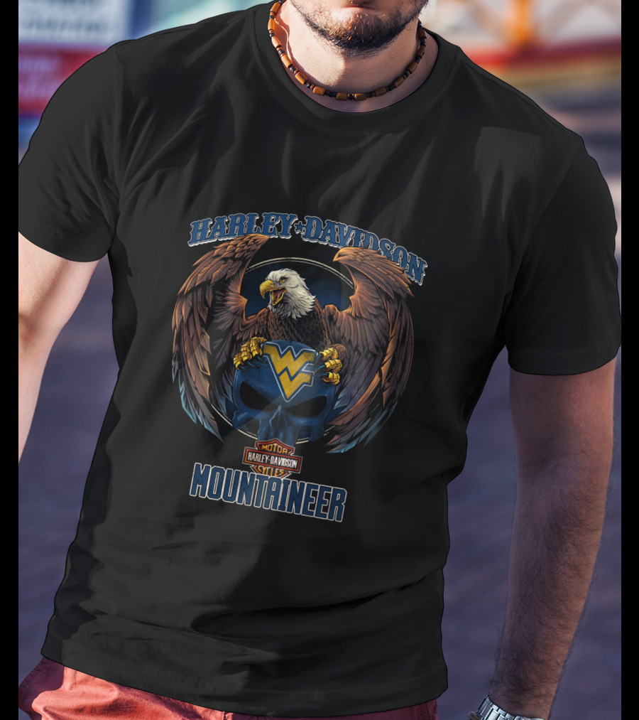 Harley Davidson Motorcycles Mountaineer West Virginia Mountaineers Eagle T-Shirt