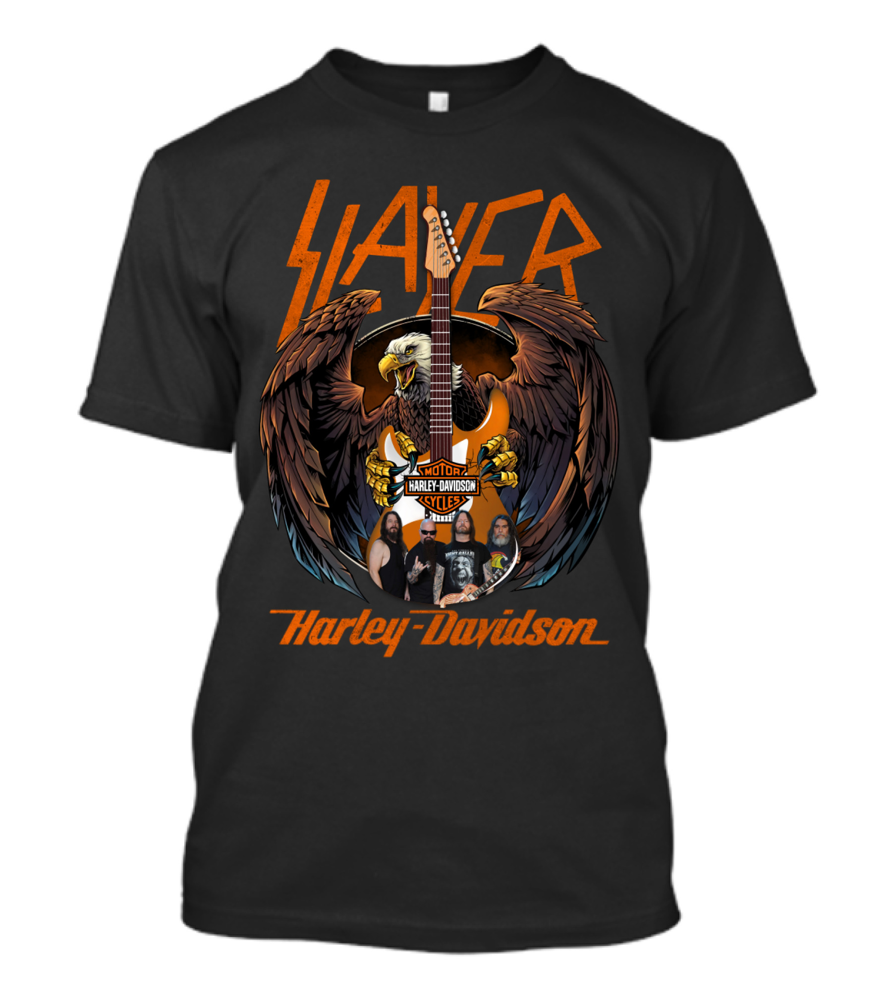 Slayer Harley Davidson Motorcycles Eagle Guitar T-Shirt