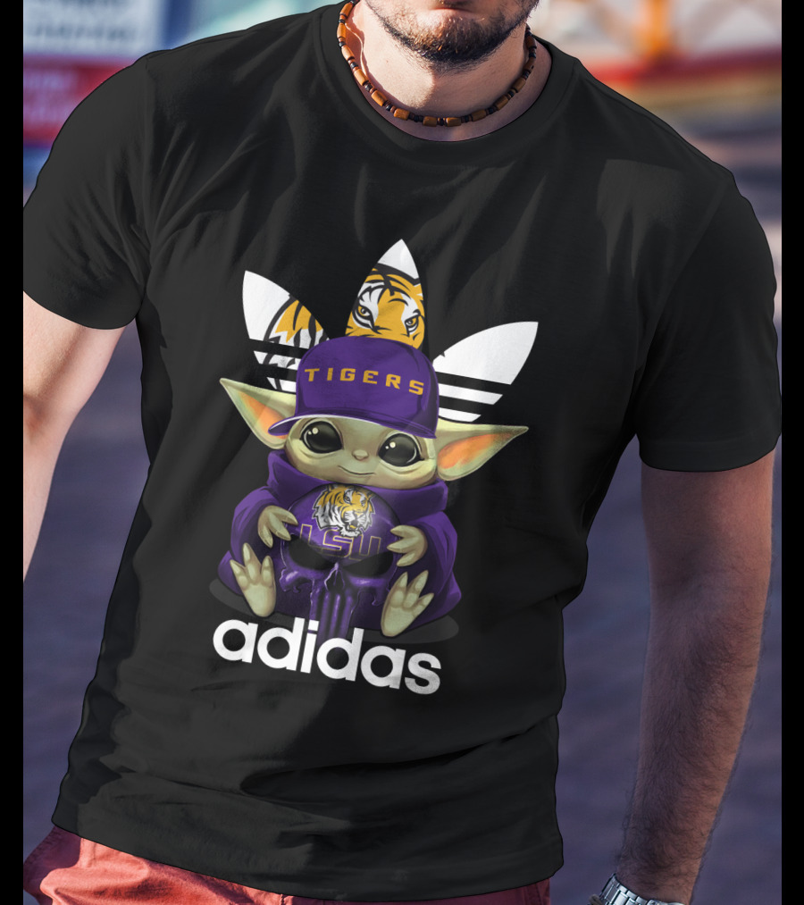 Yoda LSU Tigers Logo With Baby Yoda In Hat T-Shirt