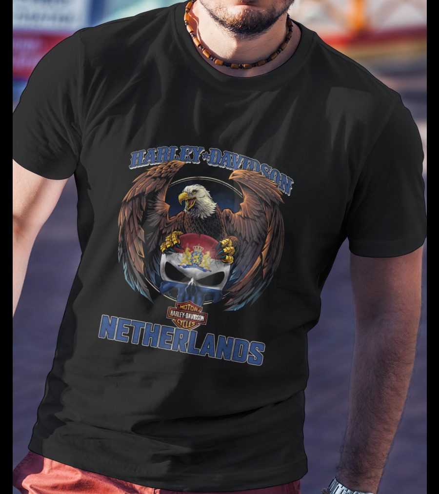 Harley Davidson Eagle Skull Motor Cycles Netherlands T-Shirt