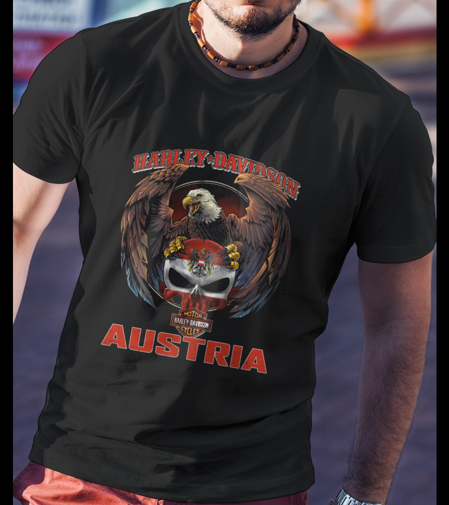 Harley Davidson Motor Cycles Austria Eagle Skull T-Shirt