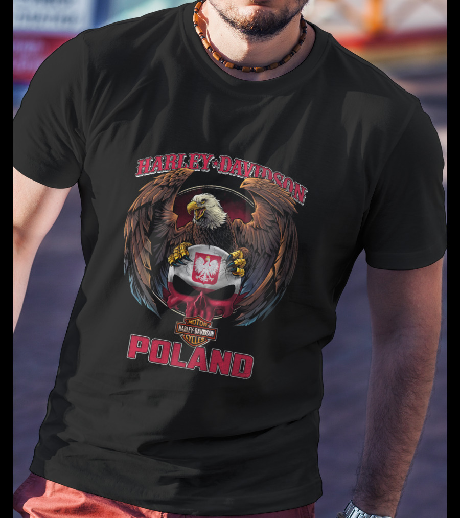 Harley Davidson Poland Motorcycles Eagle Helmet T-Shirt