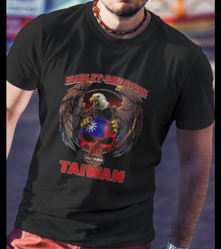Harley Davidson Motor Cycles Taiwan Eagle Taiwan Flag T-Shirt