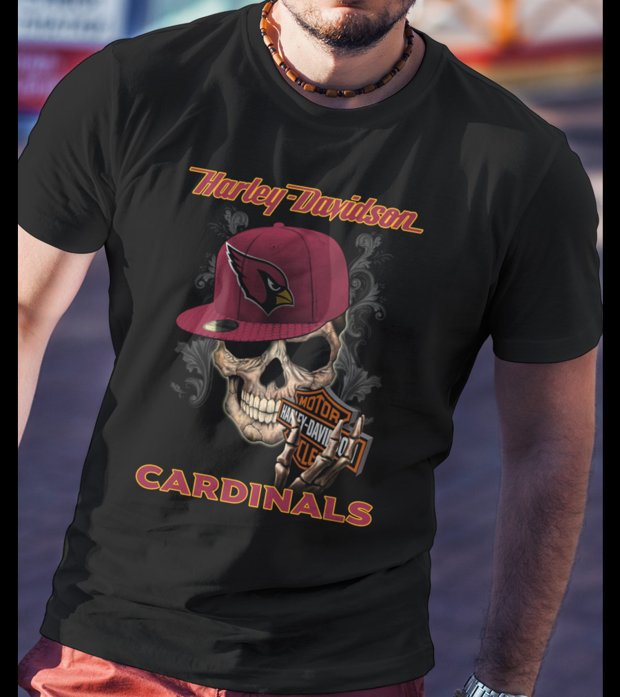 Harley Davidson Skull Arizona Cardinals Hat T-Shirt