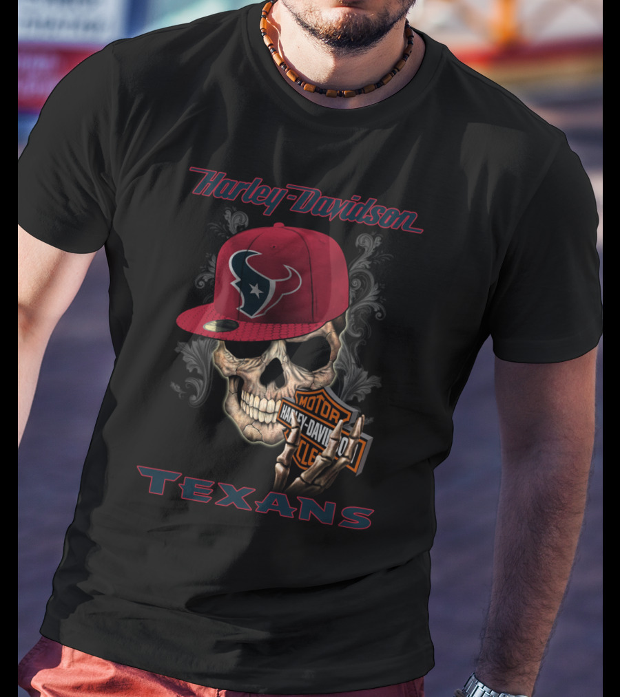 Harley Davidson Skull Houston Texans T-Shirt