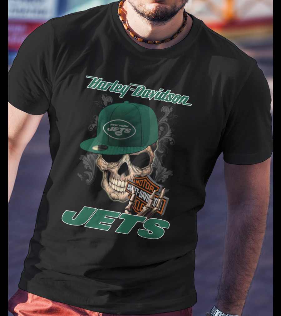 Harley Davidson New York Jets Skull T-Shirt