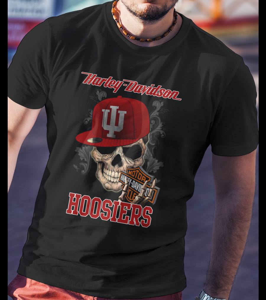 Harley Davidson Indiana Hoosiers Skull Hat Motor Classic T-Shirt