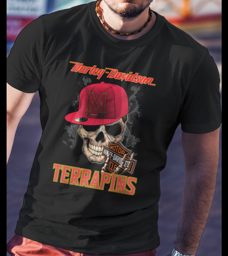 Harley Davidson Skull Maryland Terrapins T-Shirt