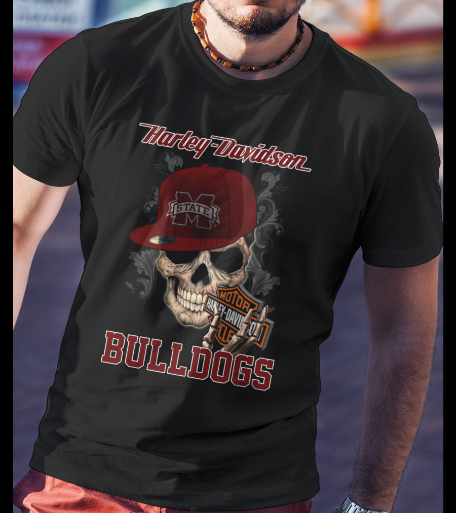 Harley Davidson Mississippi State Bulldogs Skull T-Shirt