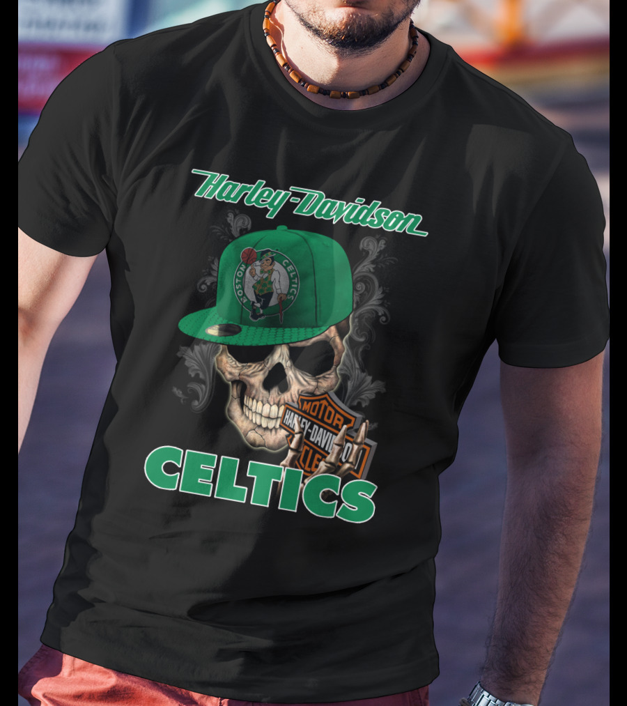 Harley Davidson Boston Celtics Skull Nba1 T-Shirt