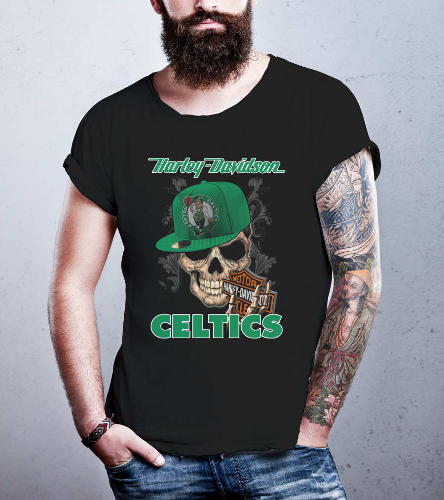 Harley Davidson Boston Celtics Skull Nba1 T-Shirt