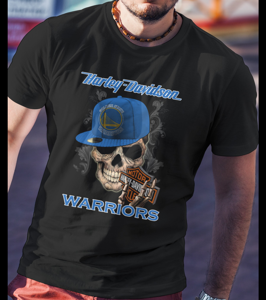 Harley Davidson Motor Skull Golden State Warriors T-Shirt