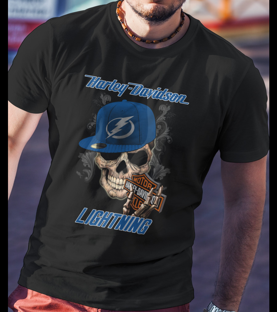 Harley Davidson Lightning Skull Tampa Bay Nhl T-Shirt