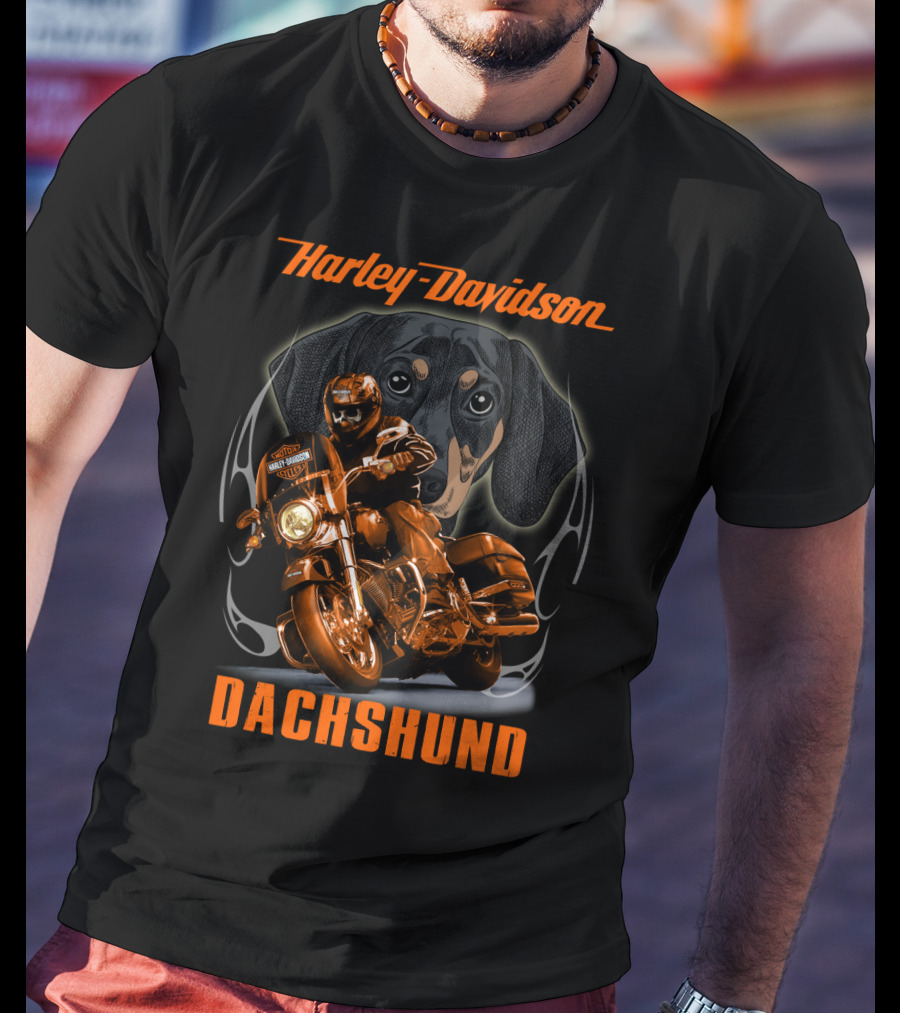 Harley Davidson Dachshund Motorcycle Rider T-Shirt
