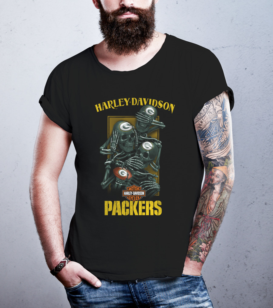 Harley Davidson Motor Cycles Packers Nfl Green Bay Packers T-Shirt