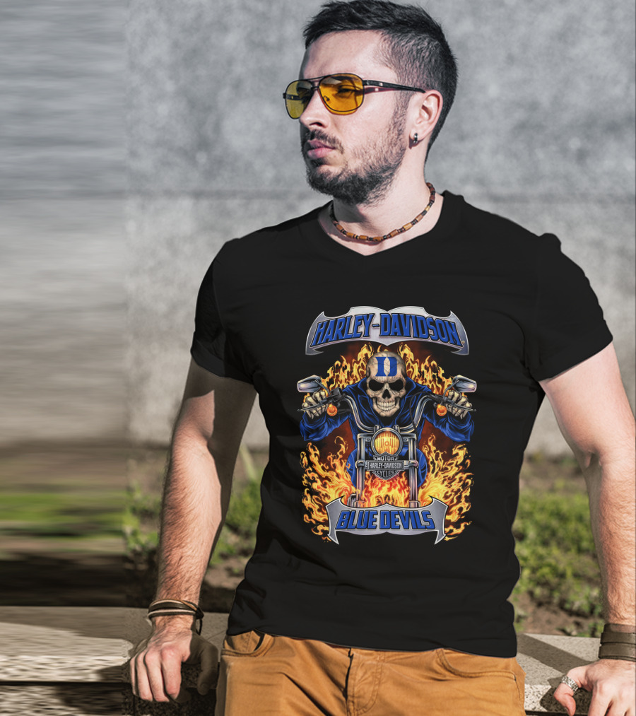Harley Davidson Blue Devils Motorcycles Ncaa Duke T-Shirt