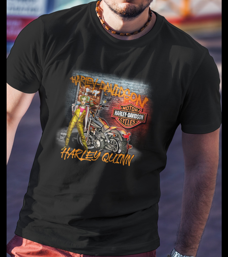 Harley Quinn Harley Davidson Motor Cycles Street Scene T-Shirt