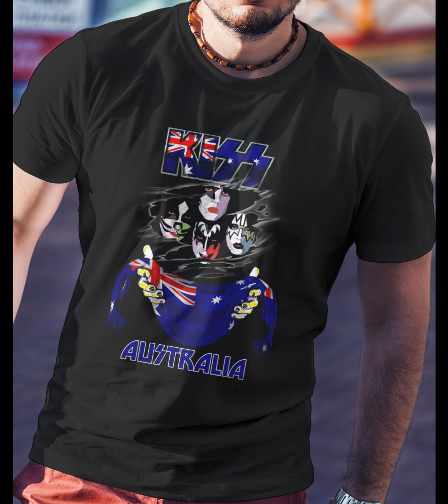 Kiss Australia Faces With Flag T-Shirt