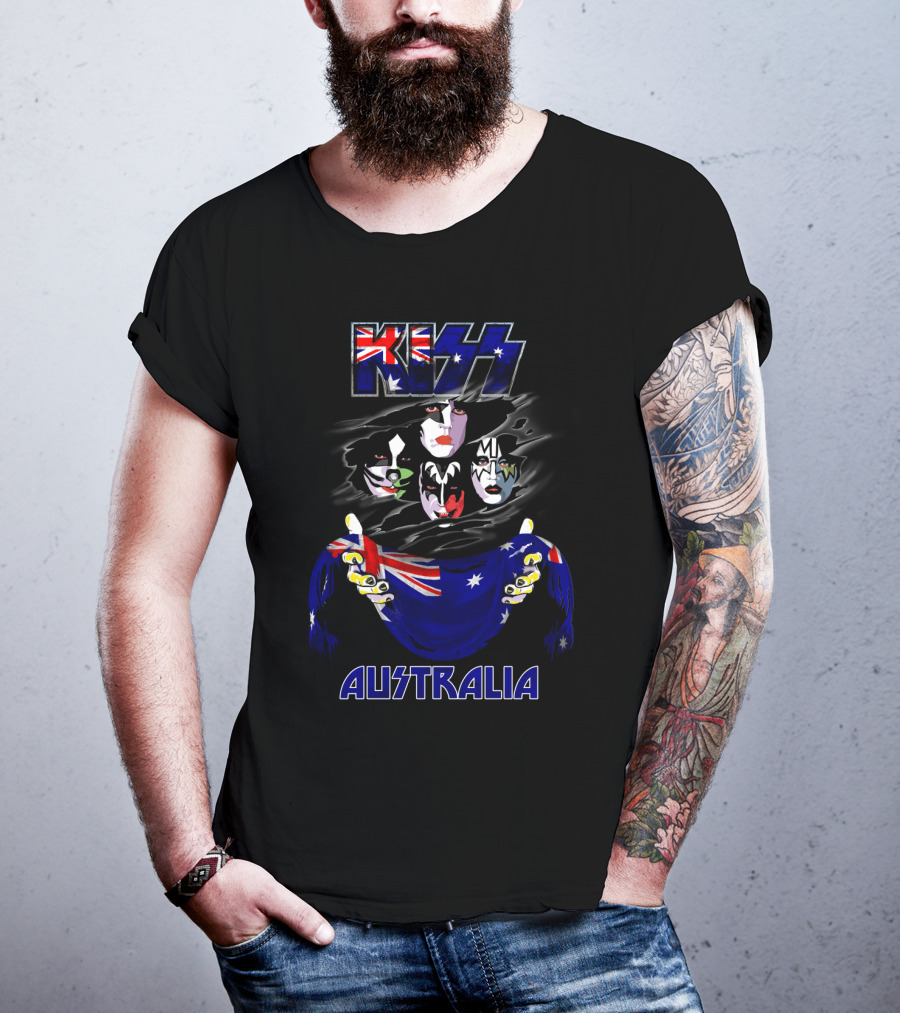 Kiss Australia Faces With Flag T-Shirt