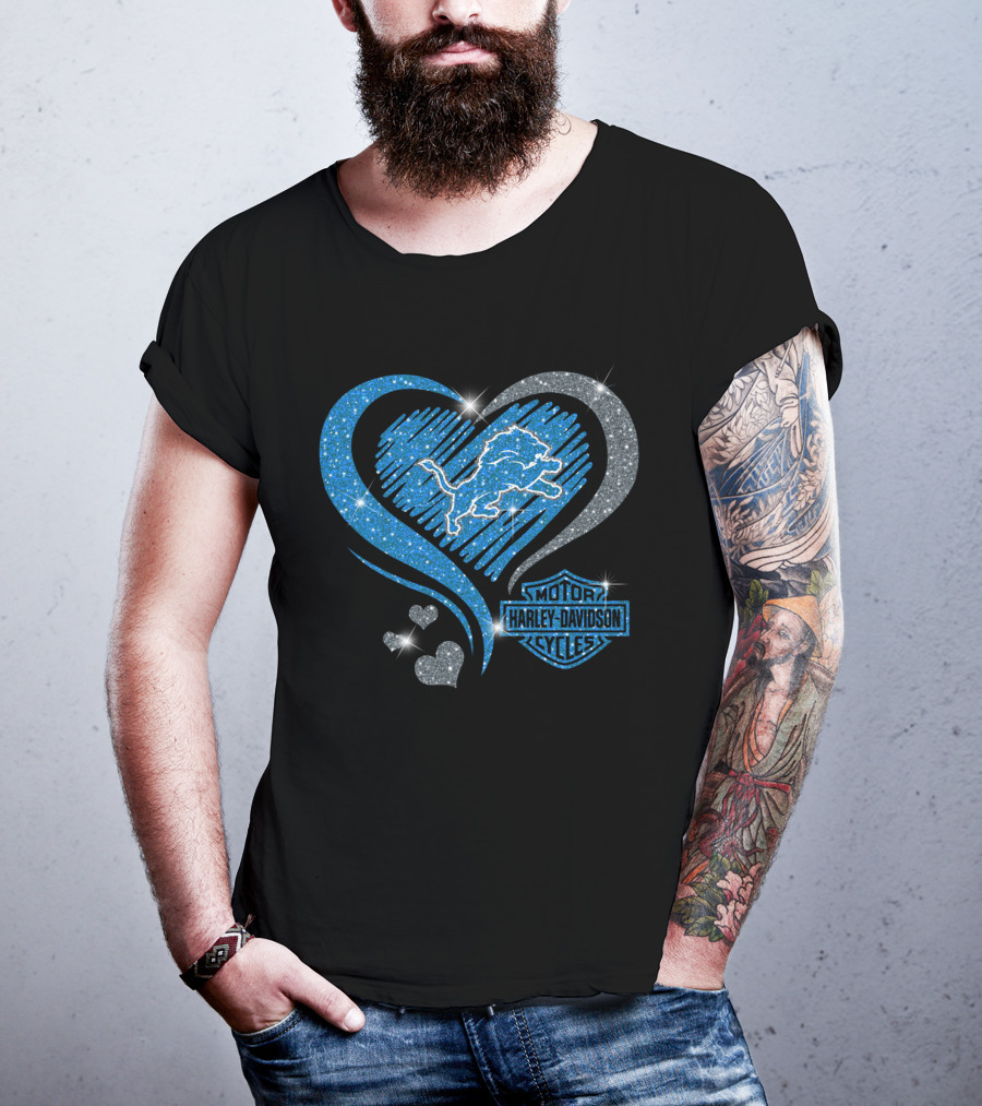 Detroit Lions Heart Harley Davidson T-Shirt