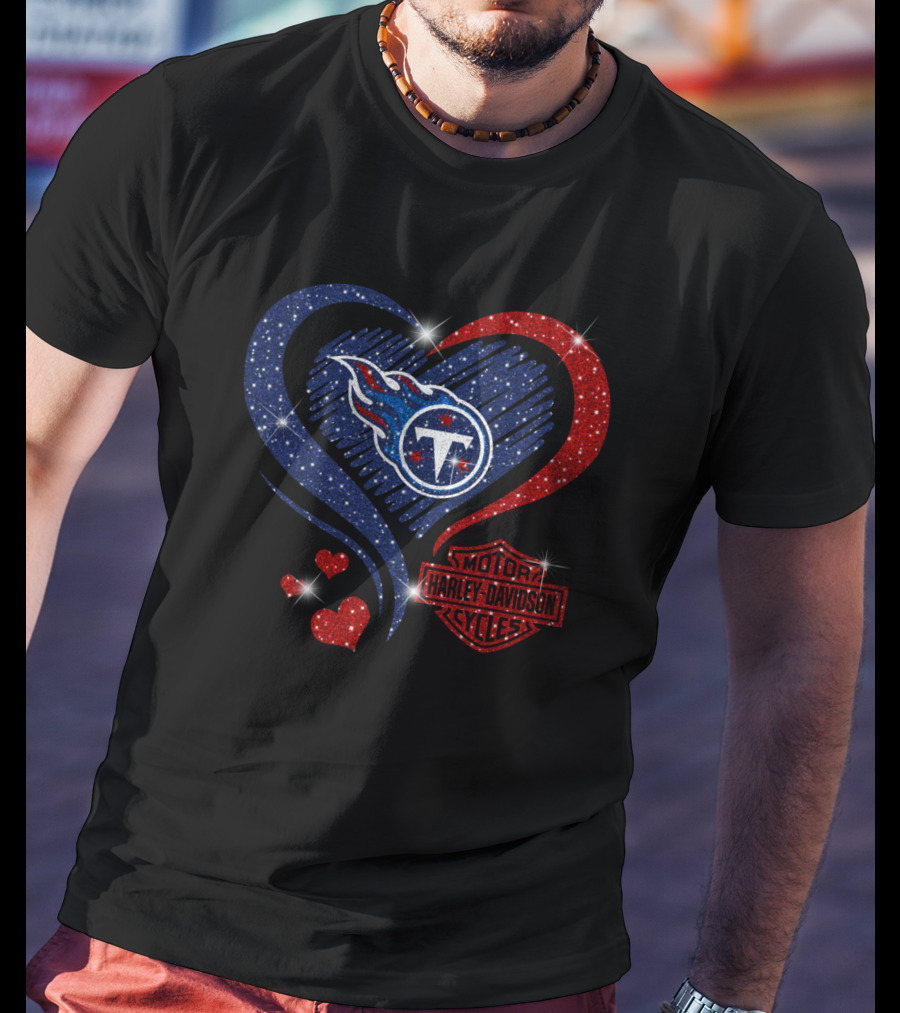 Tennessee Titans Heart Harley Davidson Styles T-Shirt