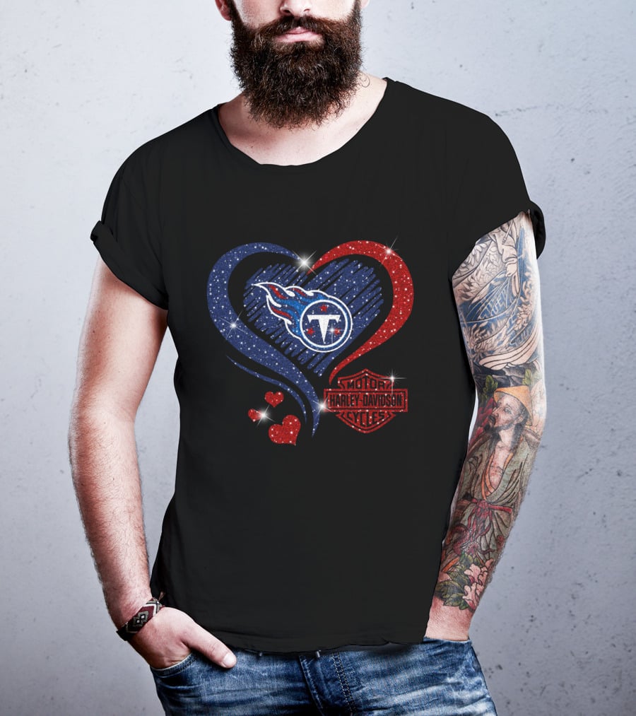 Tennessee Titans Heart Harley Davidson Styles T-Shirt