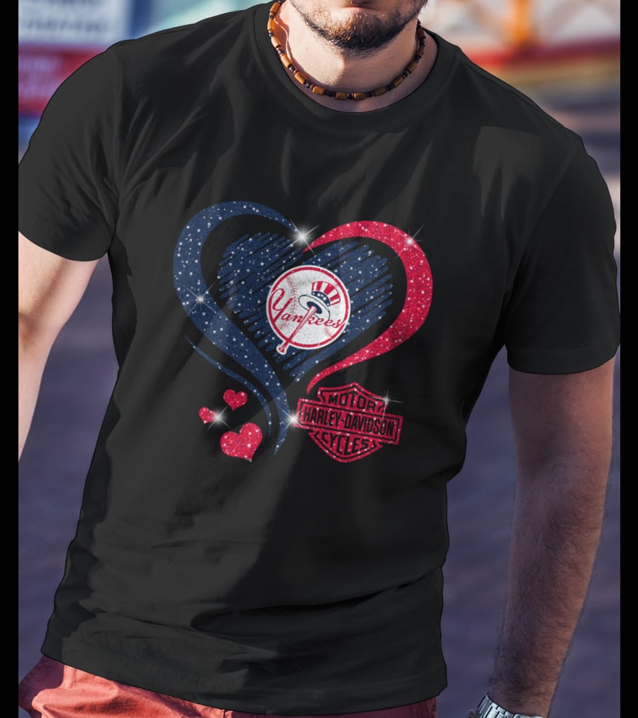 Yankees Heart Harley Davidson Mlb New York Yankees T-Shirt
