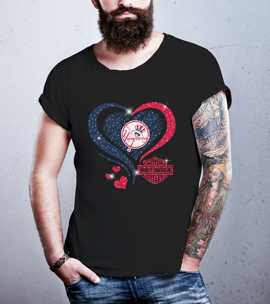 Yankees Heart Harley Davidson Mlb New York Yankees T-Shirt