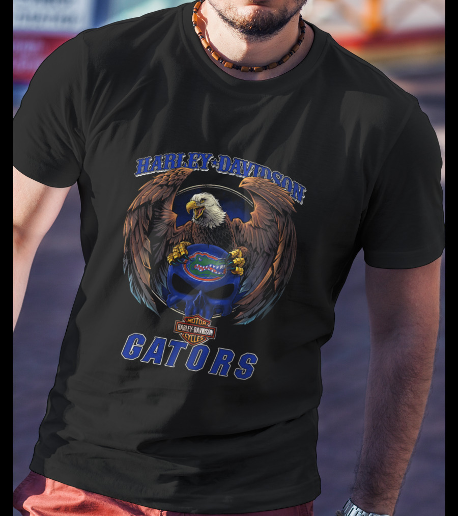 Harley Davidson Motor Cycles Florida Gators Eagles T-Shirt
