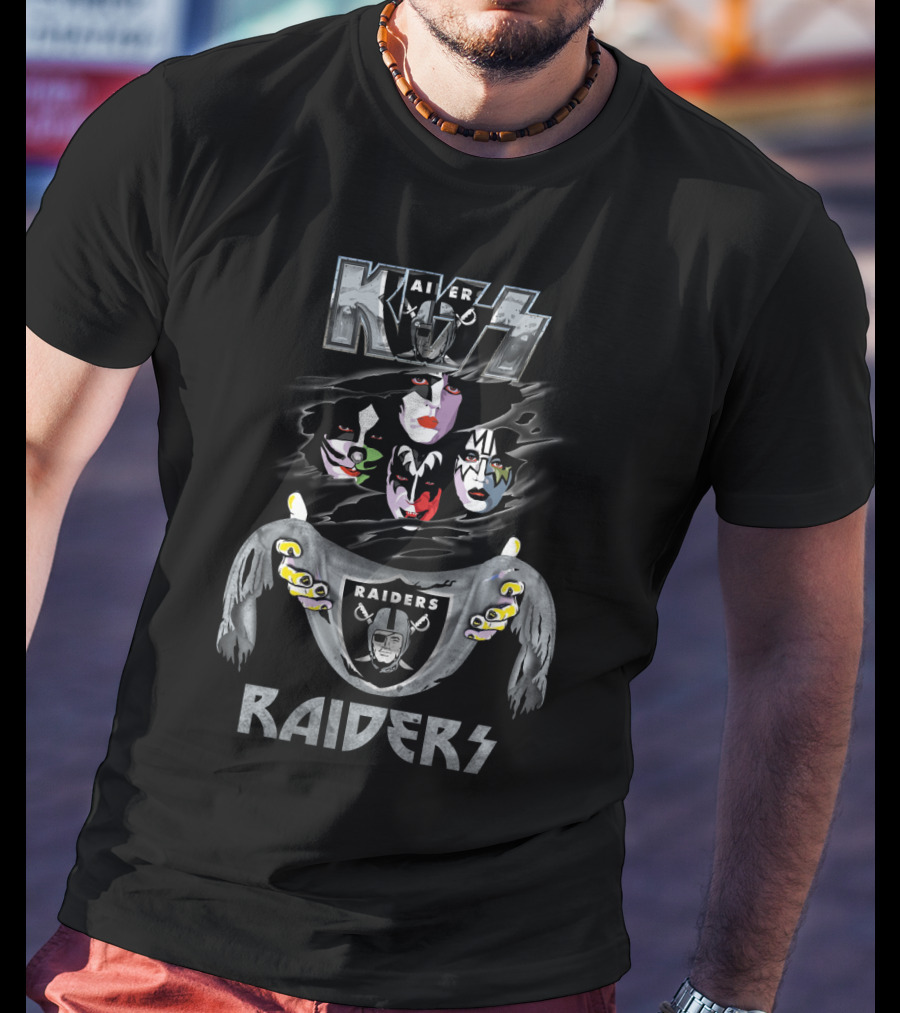 KISS Oakland Raiders Rock Band Football Fan T-Shirt