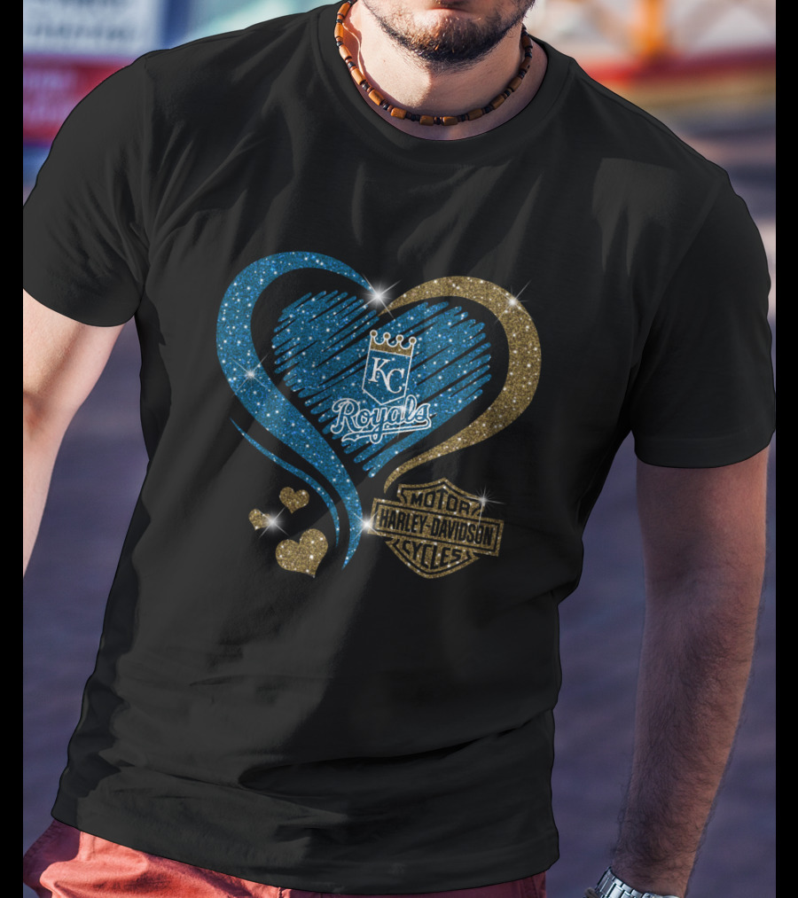 Kc Royals Harley Davidson Heart Sparkle T-Shirt