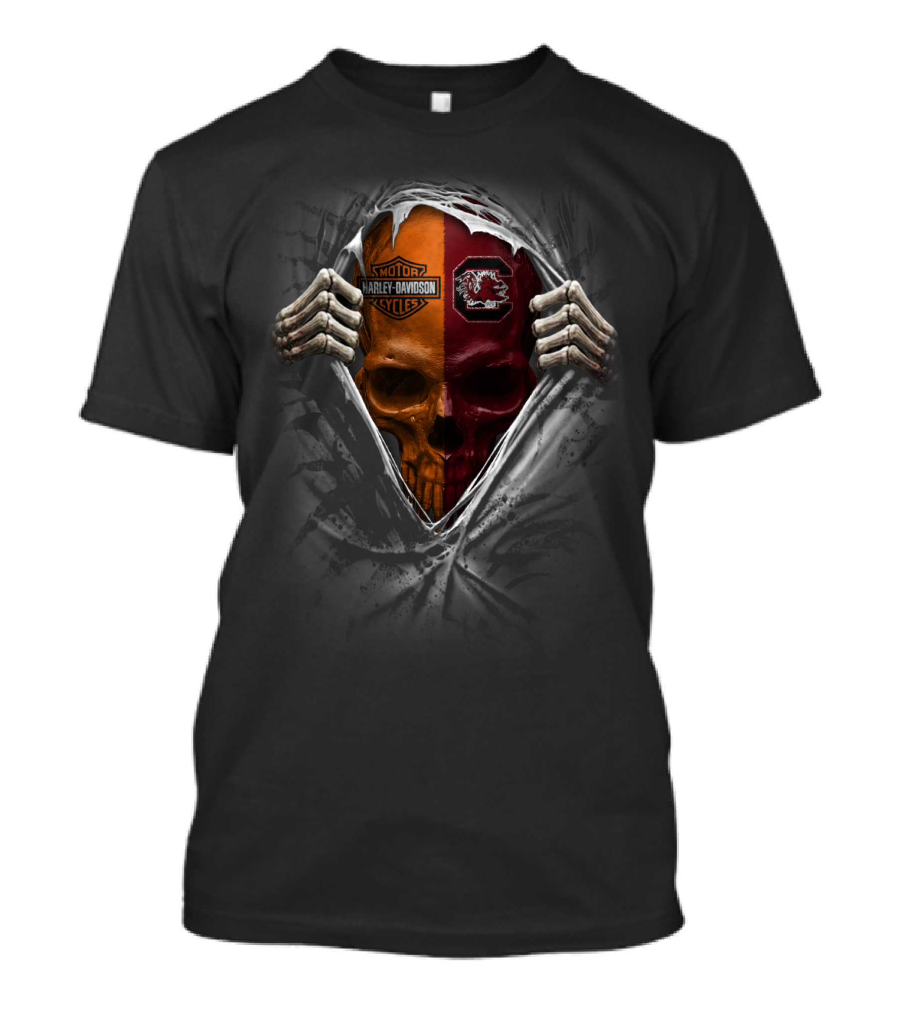 South Carolina Gamecocks Harley Davidson Motorcycles Skull T-Shirt