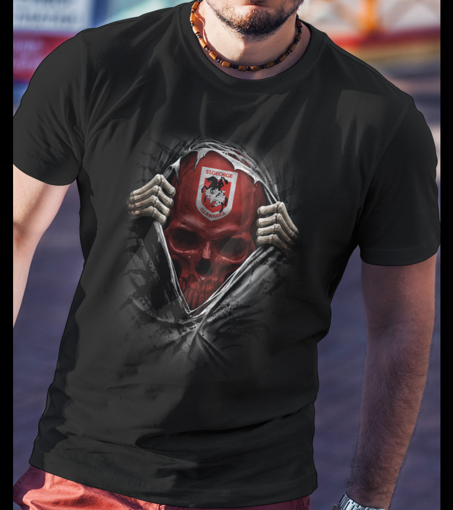 XA NRL St George Illawarra Dragons Skull T-Shirt