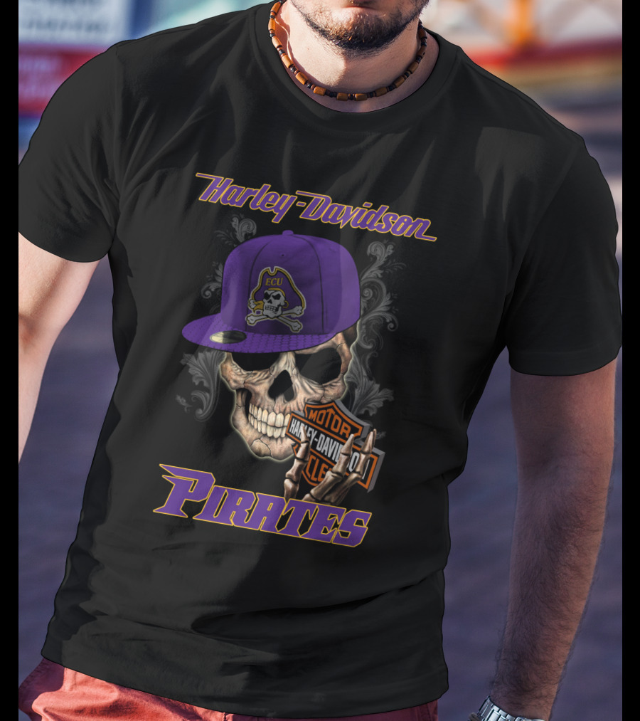 Harley Davidson Ecu Pirates Skull With Hat T-Shirt