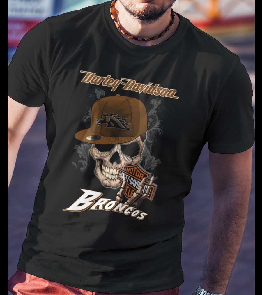 Harley Davidson Western Michigan Broncos Skull T-Shirt