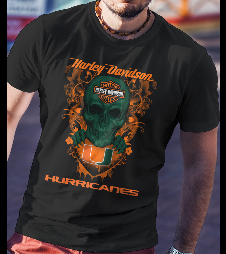 Harley Davidson Miami Hurricanes Skull T-Shirt