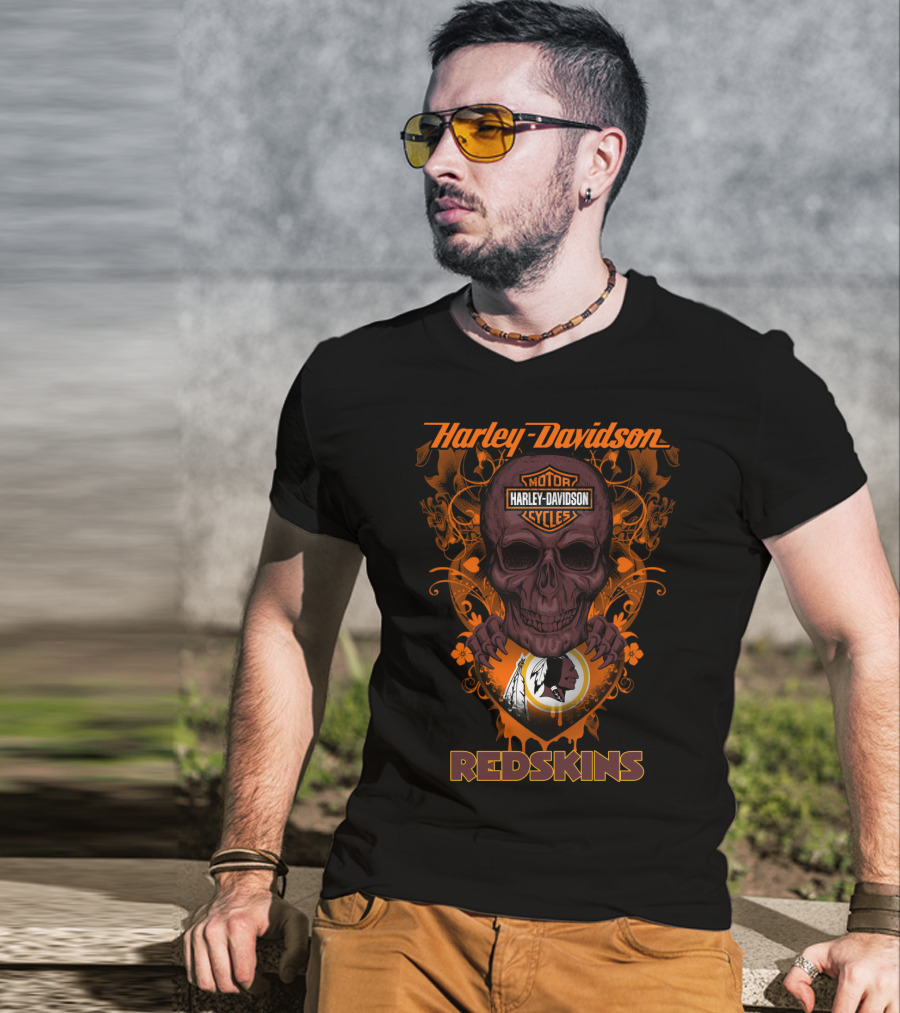 Harley Davidson Redskins Skull T-Shirt