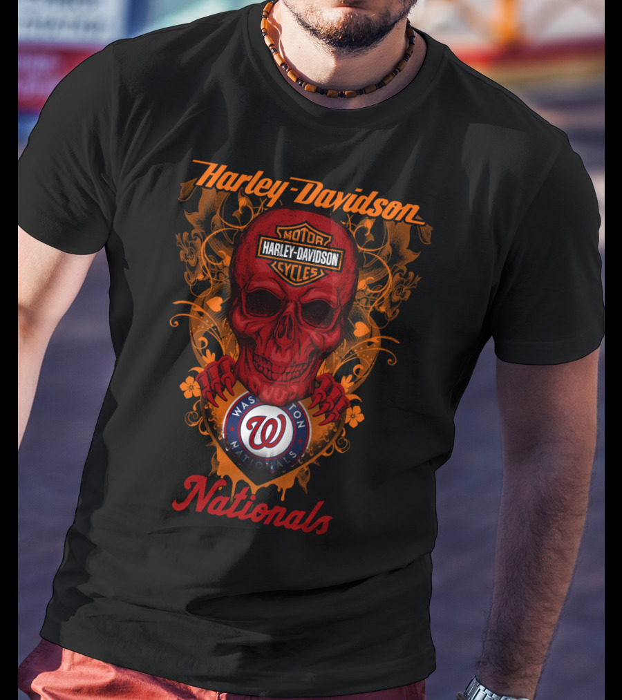Harley Davidson Washington Nationals Skull T-Shirt