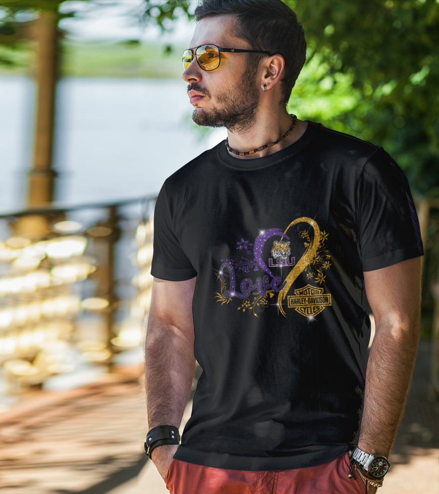 Love Lsu Tigers Harley Davidson Motorcycles T-Shirt