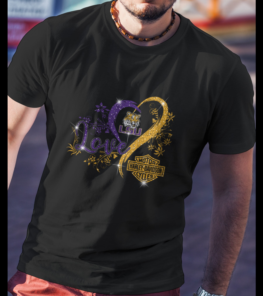 Love Lsu Tigers Harley Davidson Motorcycles T-Shirt