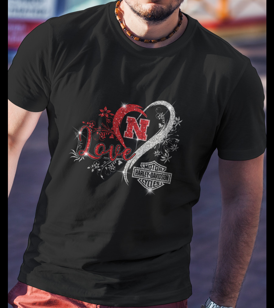 Love Nebraska Cornhuskers Harley Davidson Cycles T-Shirt